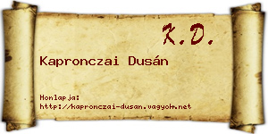 Kapronczai Dusán névjegykártya